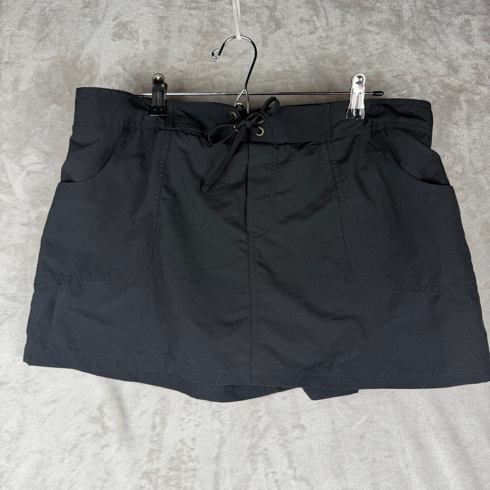Kona Sol Womens Black High Coverage Swim Skirt XL Pockets Drawstring NWT